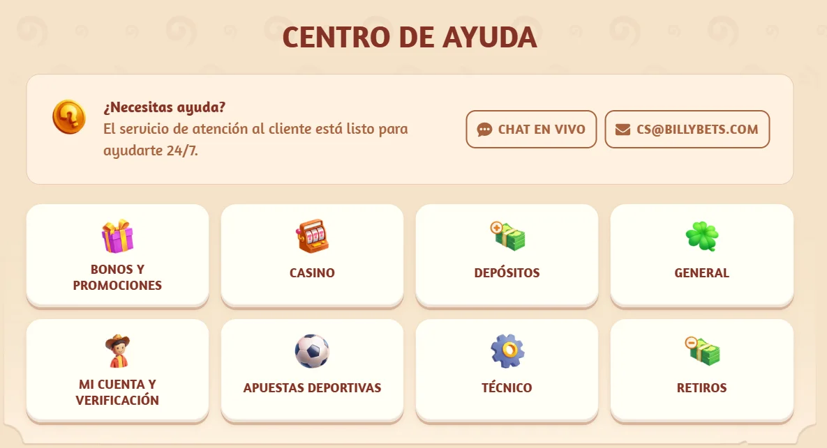 BillyBets Casino Atención al cliente BillyBets Casino Atención al cliente